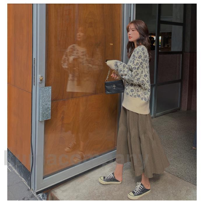 ニットスカート プリーツスカート レディース ロングスカート Aライン 冬 秋 スカート マキシ丈 ボトムス ニット マキシスカート