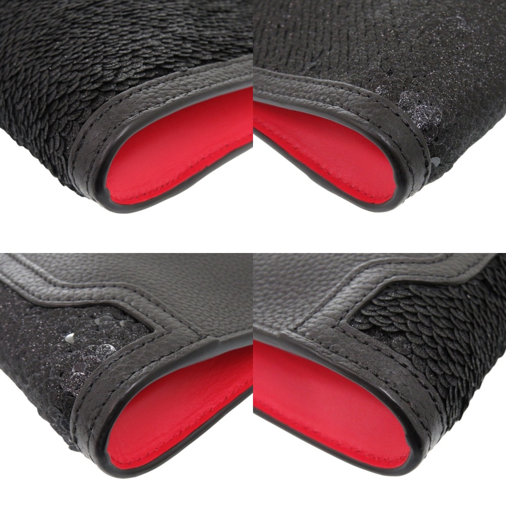 新品同様 スカイポーチ FA7369 ショルダーバッグ レザー/スパンコール ブラック 1348【中古】 レディース 新品同様 スカイポーチ FA7369 ショルダーバッグ レザー/スパンコール ブラック 1348【中古】 レディース