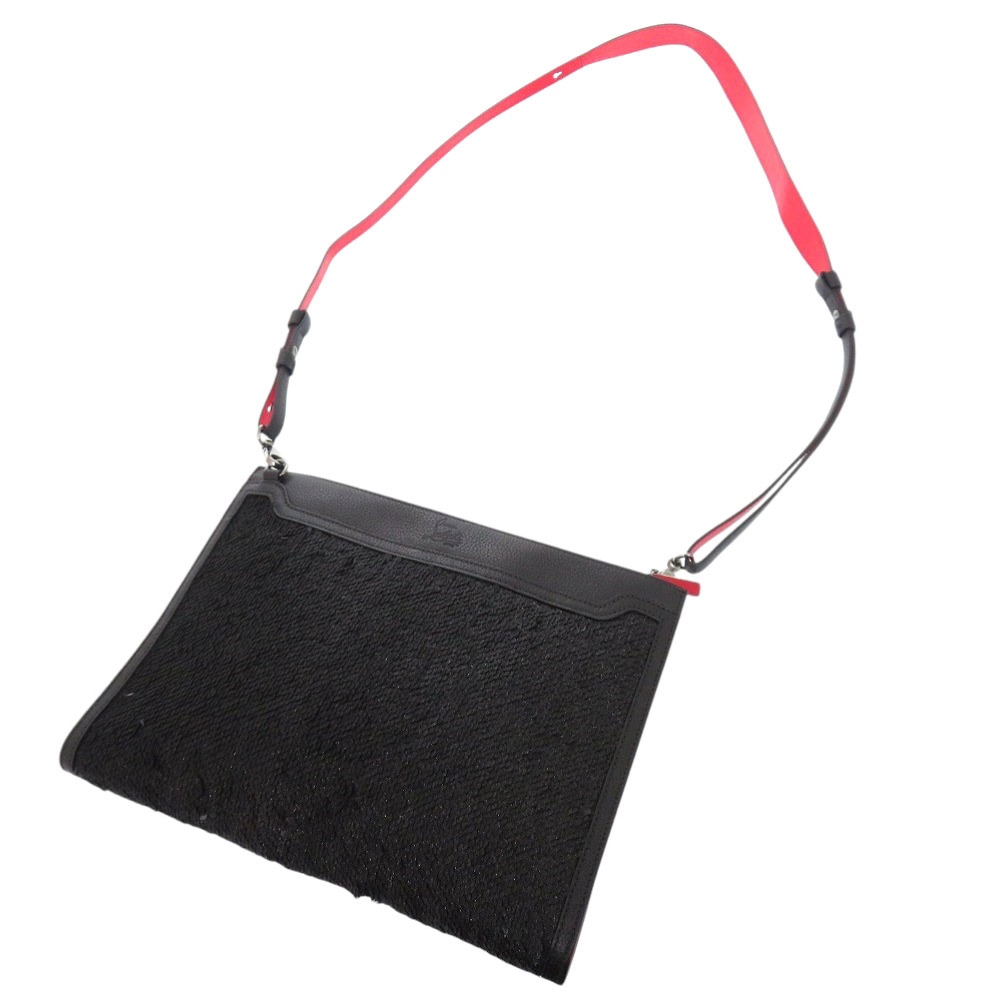 新品同様 スカイポーチ FA7369 ショルダーバッグ レザー/スパンコール ブラック 1348【中古】 レディース 新品同様 スカイポーチ FA7369 ショルダーバッグ レザー/スパンコール ブラック 1348【中古】 レディース