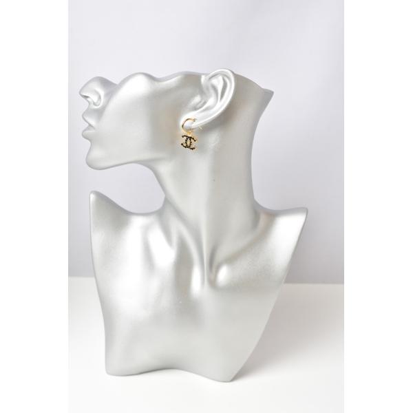 ピアス CHANEL ロゴ/CC ココマーク スイング ラインストーン/ブラック/ゴールド ピアス CHANEL ロゴ/CC ココマーク スイング ラインストーン/ブラック/ゴールド