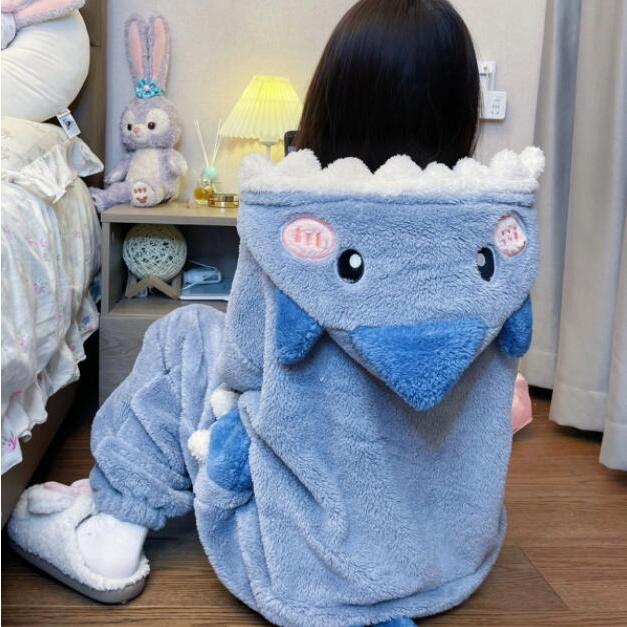 レディースルームウェア モコモコ パジャマ ワンピース上下セット 恐竜 着ぐるみ 暖かい もこもこ 動物 着ぐるみ パジャマ 部屋着 可愛い カジュアル