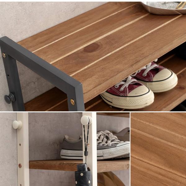シューズラック 9段 幅65cm オープンラック 下駄箱 可動棚 フック付 玄関収納 シューズボックス リビングラック