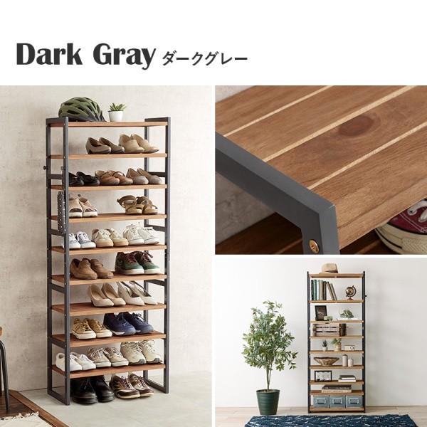 シューズラック 9段 幅65cm オープンラック 下駄箱 可動棚 フック付 玄関収納 シューズボックス リビングラック