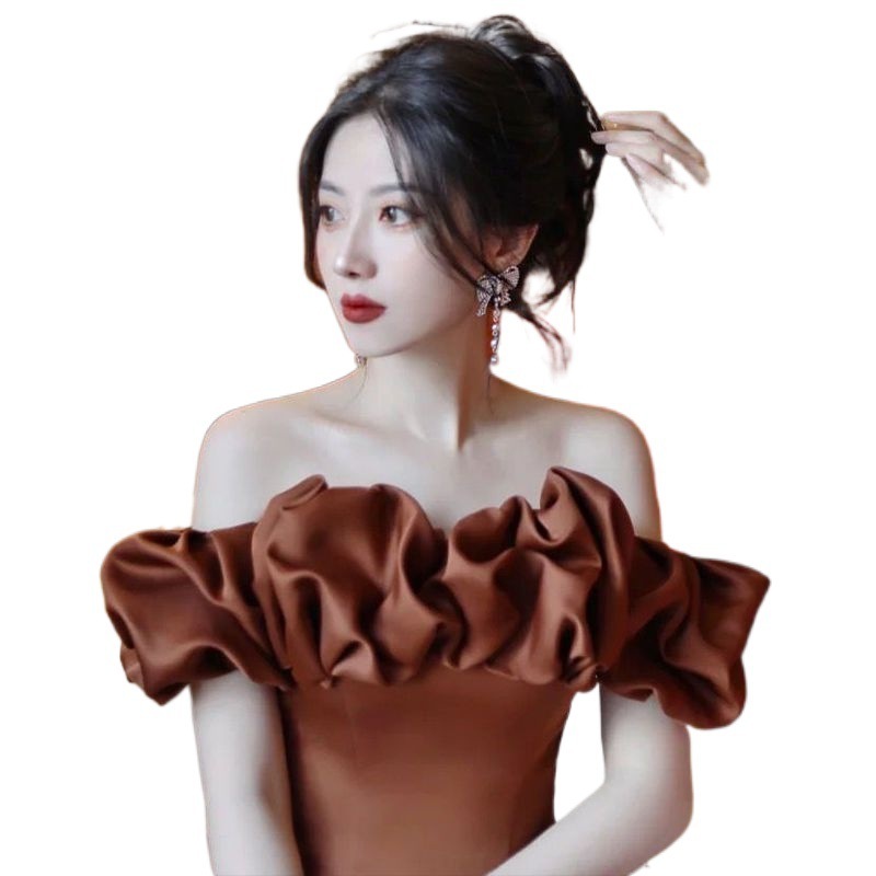 乾杯着用花嫁2024宴会気質ドレススカート婚約結婚式ロングスタイル着用可能