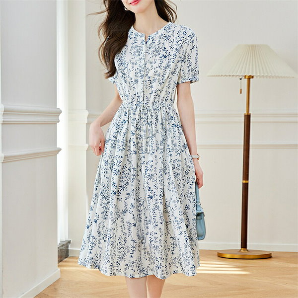 Qoo10] ワンピース 夏 レディース 半袖 花柄