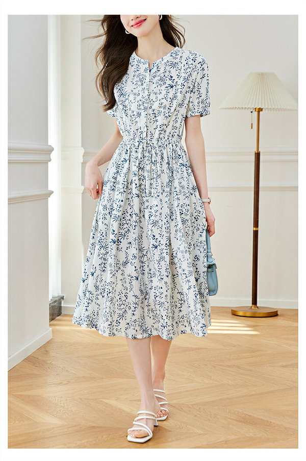 Qoo10] ワンピース 夏 レディース 半袖 花柄