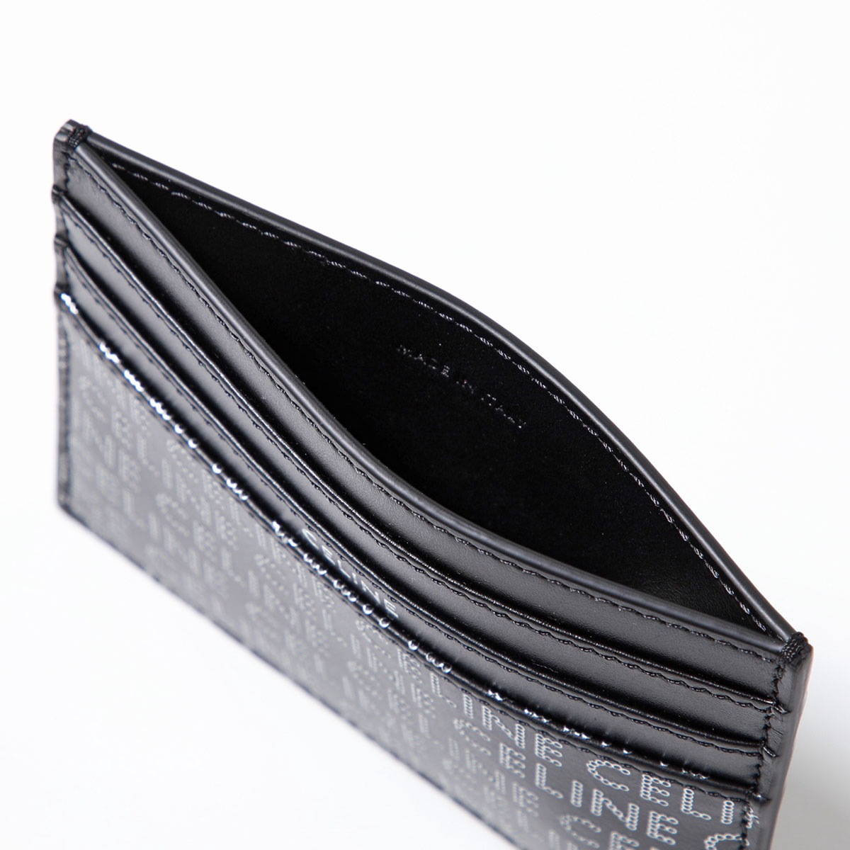 CELINE セリーヌ カードケース 10K913FGH.38SI メンズ レザー ロゴ プリント カードホルダー 38SI/Black