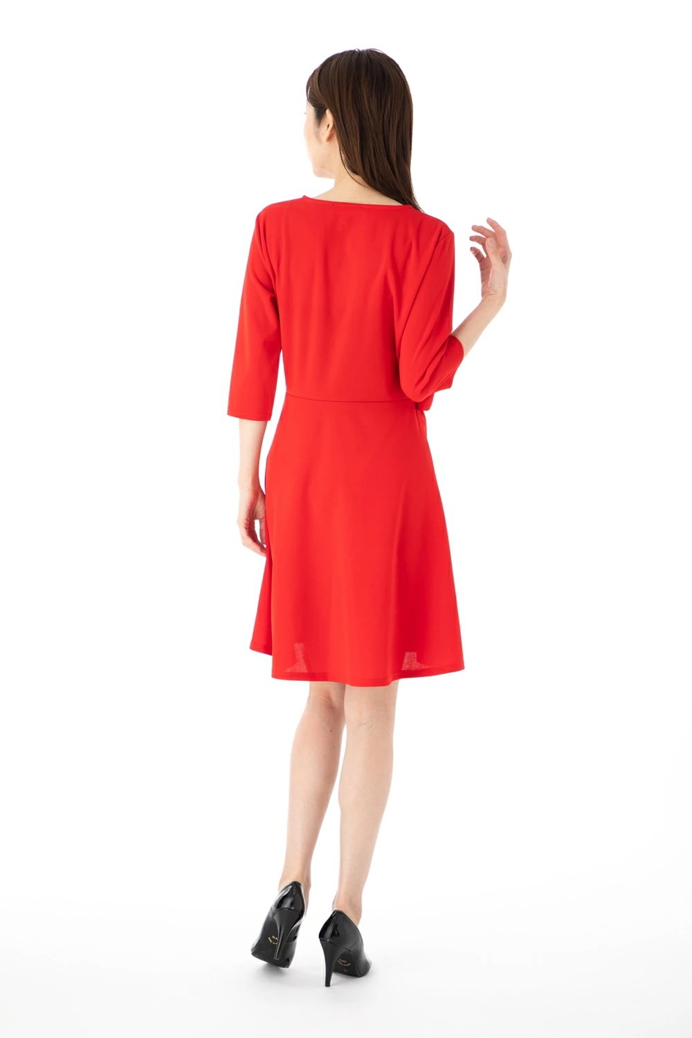 ファス(FAS)ワンピース T2 T3 T4サイズ 5袖 膝丈 カシュクール　きれいめワンピース レディース Fille A Suivre