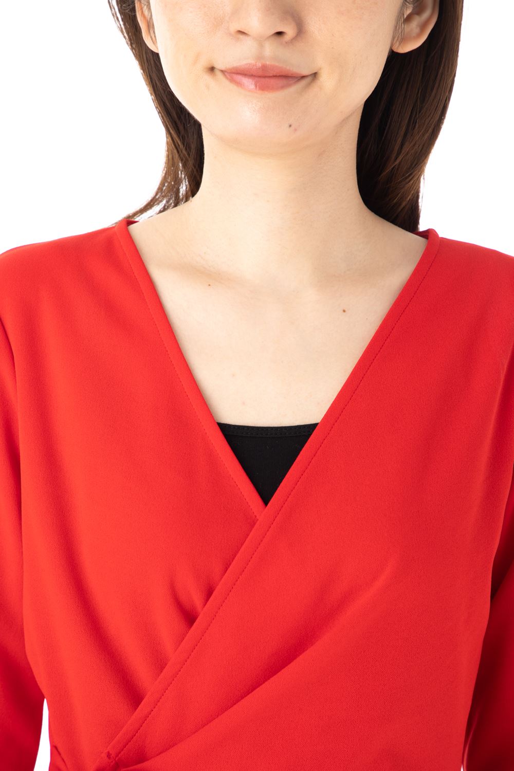 ファス(FAS)ワンピース T2 T3 T4サイズ 5袖 膝丈 カシュクール　きれいめワンピース レディース Fille A Suivre