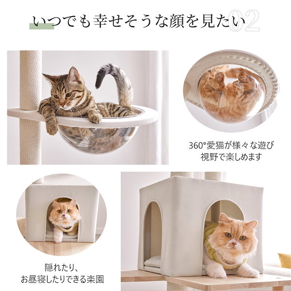 Qoo10] mwpo キャットタワー 木製 木目調キャットタワ