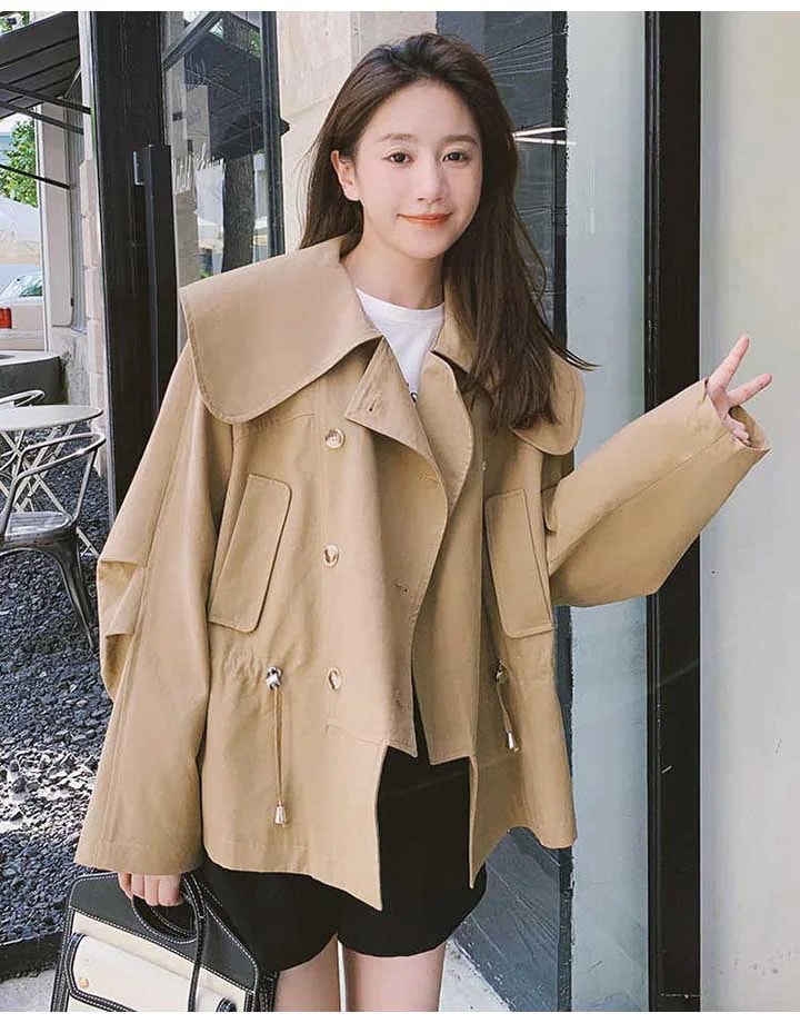 【急速出荷!】トレンチコート ショート マウンテンパーカー レディース コート ドロースト アウター 春 秋 ショート ボリューム袖 大きい襟 ワイドカラー ベージュ ウエストベルト 通勤 通学 大 【急速出荷!】トレンチコート ショート マウンテンパーカー レディース コート ドロースト アウター 春 秋 ショート ボリューム袖 大きい襟 ワイドカラー ベージュ ウエストベルト 通勤 通学 大