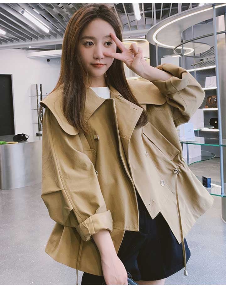 【急速出荷!】トレンチコート ショート マウンテンパーカー レディース コート ドロースト アウター 春 秋 ショート ボリューム袖 大きい襟 ワイドカラー ベージュ ウエストベルト 通勤 通学 大 【急速出荷!】トレンチコート ショート マウンテンパーカー レディース コート ドロースト アウター 春 秋 ショート ボリューム袖 大きい襟 ワイドカラー ベージュ ウエストベルト 通勤 通学 大