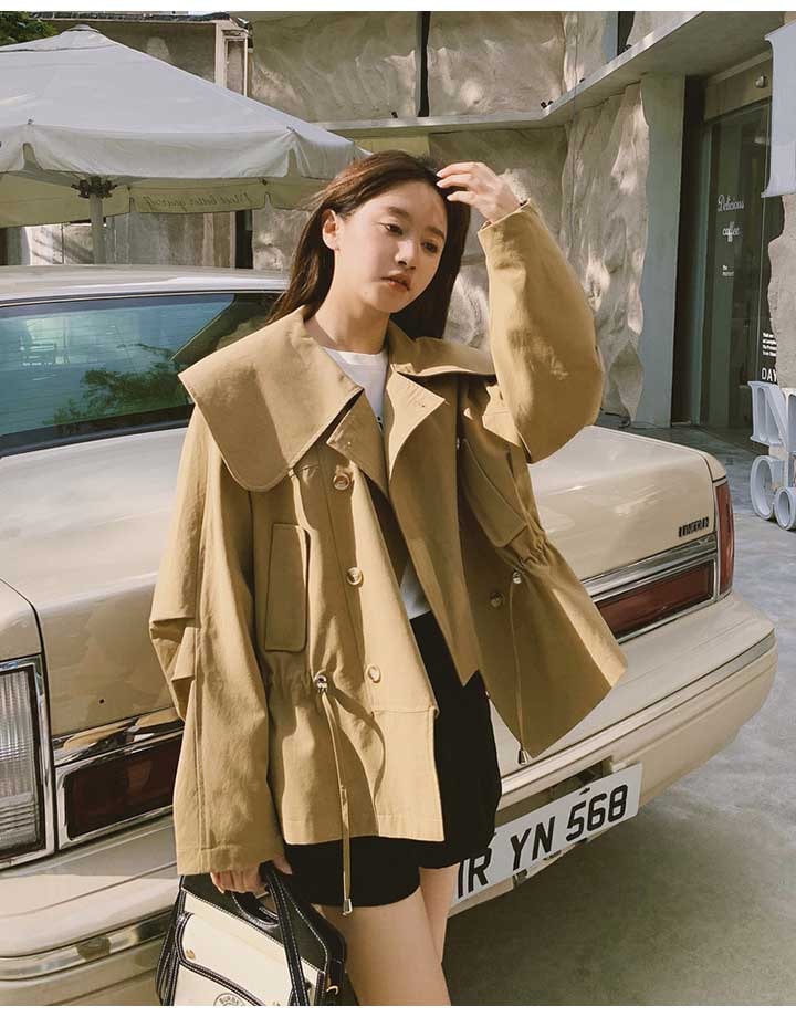 【急速出荷!】トレンチコート ショート マウンテンパーカー レディース コート ドロースト アウター 春 秋 ショート ボリューム袖 大きい襟 ワイドカラー ベージュ ウエストベルト 通勤 通学 大 【急速出荷!】トレンチコート ショート マウンテンパーカー レディース コート ドロースト アウター 春 秋 ショート ボリューム袖 大きい襟 ワイドカラー ベージュ ウエストベルト 通勤 通学 大