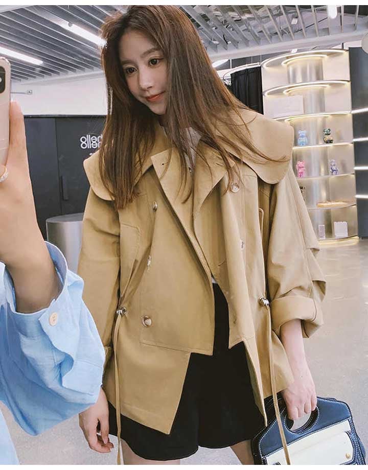 【急速出荷!】トレンチコート ショート マウンテンパーカー レディース コート ドロースト アウター 春 秋 ショート ボリューム袖 大きい襟 ワイドカラー ベージュ ウエストベルト 通勤 通学 大 【急速出荷!】トレンチコート ショート マウンテンパーカー レディース コート ドロースト アウター 春 秋 ショート ボリューム袖 大きい襟 ワイドカラー ベージュ ウエストベルト 通勤 通学 大