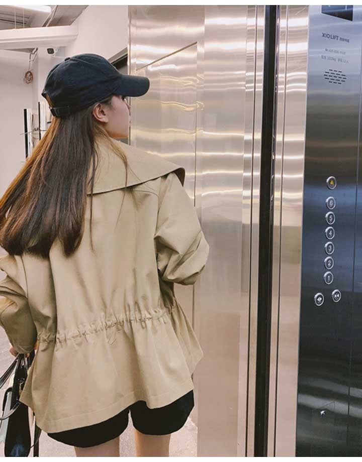 【急速出荷!】トレンチコート ショート マウンテンパーカー レディース コート ドロースト アウター 春 秋 ショート ボリューム袖 大きい襟 ワイドカラー ベージュ ウエストベルト 通勤 通学 大 【急速出荷!】トレンチコート ショート マウンテンパーカー レディース コート ドロースト アウター 春 秋 ショート ボリューム袖 大きい襟 ワイドカラー ベージュ ウエストベルト 通勤 通学 大