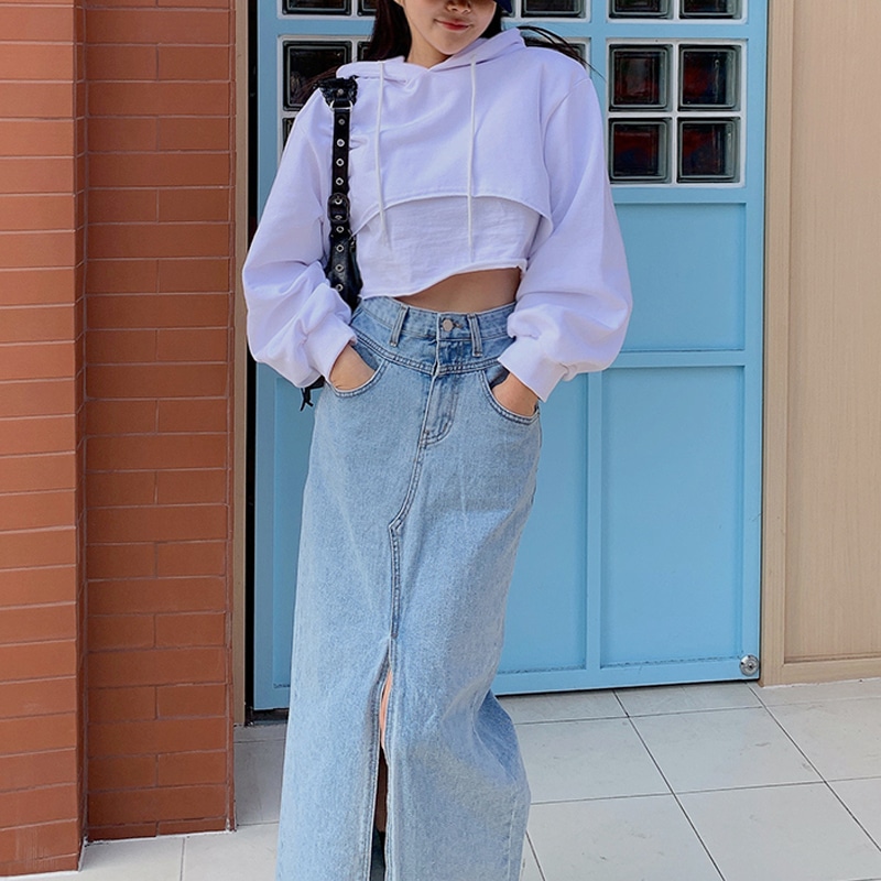 OH0012 スリットデニムロングスカート OH0012 スリットデニムロングスカート