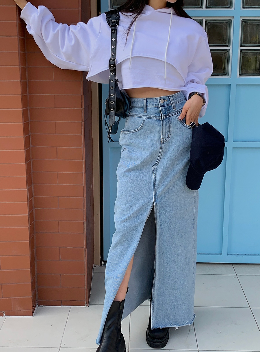 OH0012 スリットデニムロングスカート OH0012 スリットデニムロングスカート