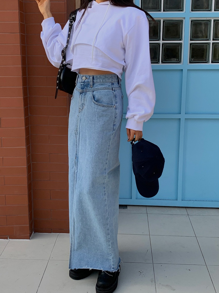 OH0012 スリットデニムロングスカート OH0012 スリットデニムロングスカート