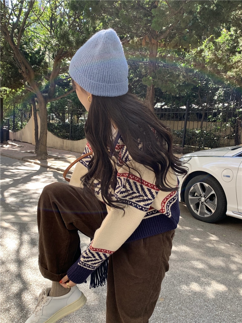 カウチン風 マルチカラー配色 模様編み バード柄 鳥模様 幾何学調パターン ジップアップ カウチン風 マルチカラー配色 模様編み バード柄 鳥模様 幾何学調パターン ジップアップ