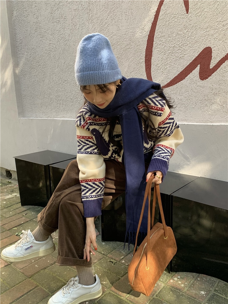 カウチン風 マルチカラー配色 模様編み バード柄 鳥模様 幾何学調パターン ジップアップ カウチン風 マルチカラー配色 模様編み バード柄 鳥模様 幾何学調パターン ジップアップ