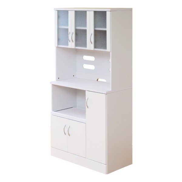 鏡面仕上げ レンジ台食器棚 幅90cm スライドトレー収納 コンセント 棚 キッチンボード キッチンラック 台所収納