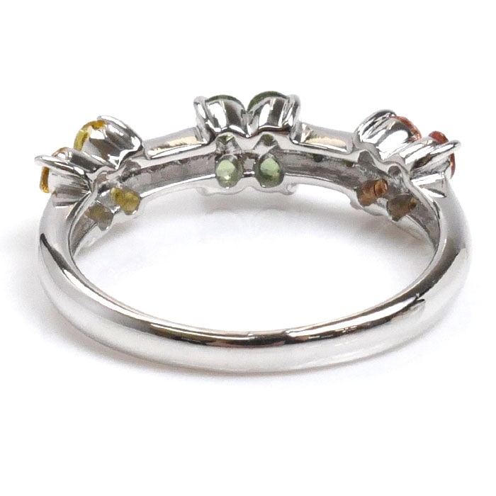 K18WG ホワイトゴールド フラワーモチーフ リング・指輪 サファイア0.93ct ダイヤモンド0.03ct 13号 3.5g レディース 中古