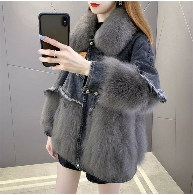 フェイクファーコートファーコートショート丈デニムジャケット防寒コートあったか柔らかいモコモコ毛皮コート防寒コート軽量防風防寒ふんわり暖かい韓国風きれいめアウターカジュアル春冬高品質スプリングコート フェイクファーコートファーコートショート丈デニムジャケット防寒コートあったか柔らかいモコモコ毛皮コート防寒コート軽量防風防寒ふんわり暖かい韓国風きれいめアウターカジュアル春冬高品質スプリングコート