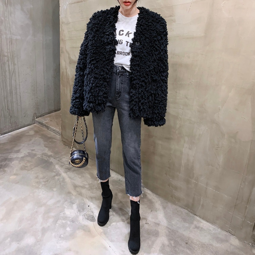 ボアファージャケット ファージャケット ボアファー カーディガン ジャケット ノーカラージャケット コート. アウター レディース 可愛い オシャレ 秋冬 2カラー D349 ボアファージャケット ファージャケット ボアファー カーディガン ジャケット ノーカラージャケット コート. アウター レディース 可愛い オシャレ 秋冬 2カラー D349