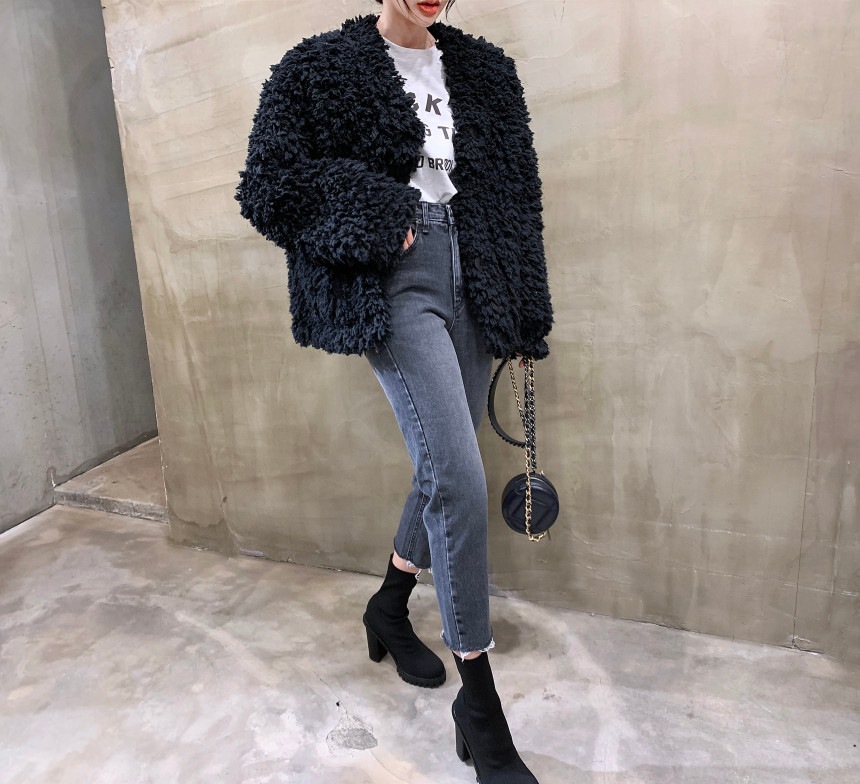 ボアファージャケット ファージャケット ボアファー カーディガン ジャケット ノーカラージャケット コート. アウター レディース 可愛い オシャレ 秋冬 2カラー D349 ボアファージャケット ファージャケット ボアファー カーディガン ジャケット ノーカラージャケット コート. アウター レディース 可愛い オシャレ 秋冬 2カラー D349