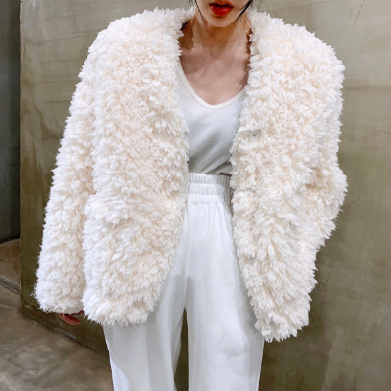 ボアファージャケット ファージャケット ボアファー カーディガン ジャケット ノーカラージャケット コート. アウター レディース 可愛い オシャレ 秋冬 2カラー D349 ボアファージャケット ファージャケット ボアファー カーディガン ジャケット ノーカラージャケット コート. アウター レディース 可愛い オシャレ 秋冬 2カラー D349