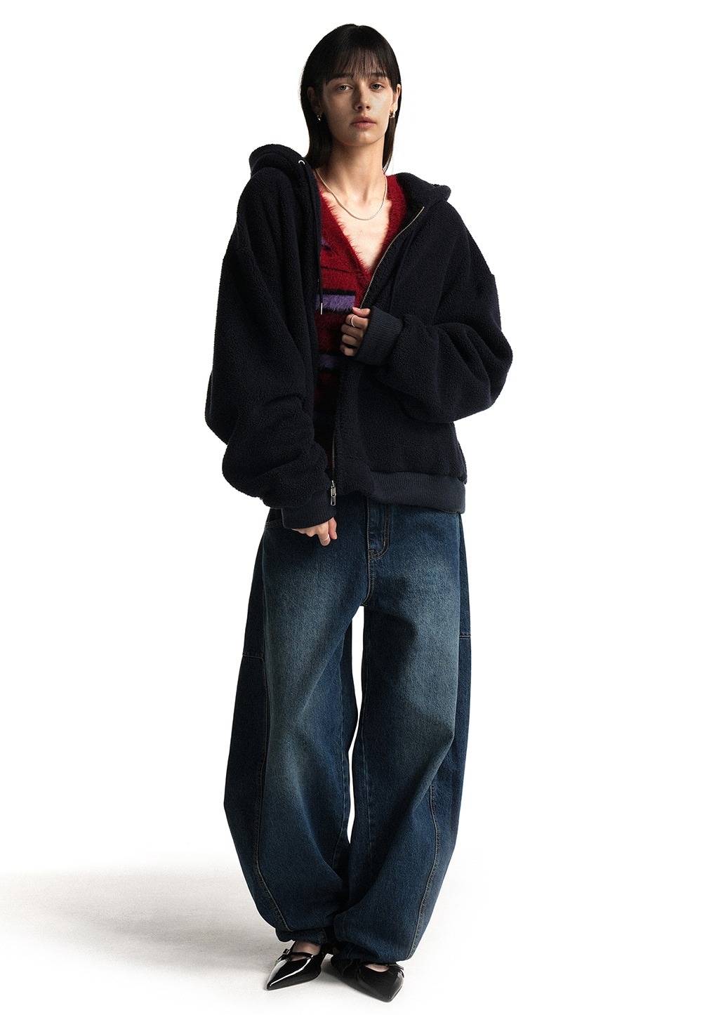 【WOOALONG】 SIGNATURE FLEECE HOOD ZIP-UP : 3COLORS
