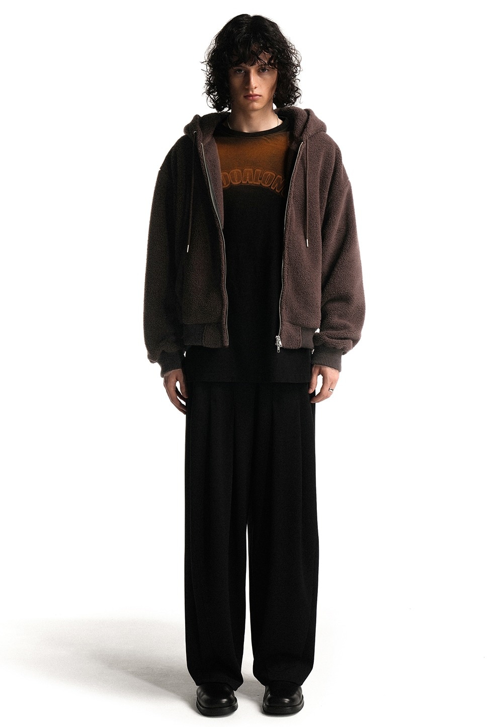 【WOOALONG】 SIGNATURE FLEECE HOOD ZIP-UP : 3COLORS