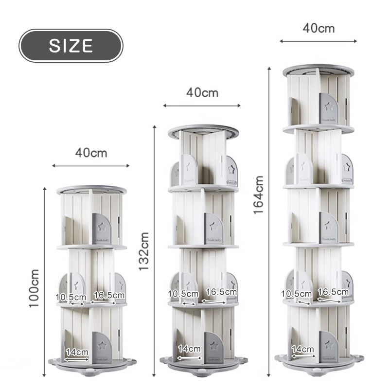 3段】回転式本棚 飾り棚 絵本棚 360回転本棚 コミック収納棚 本棚 HDPE