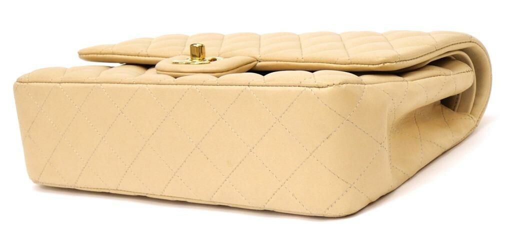 シャネル CHANEL マトラッセ25 チェーンショルダーバッグ ダブルフラップ ベージュ ラムスキン 【中古】(64969)
