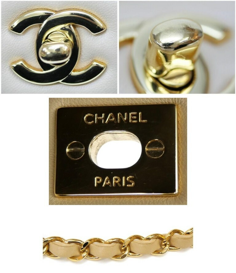 シャネル CHANEL マトラッセ25 チェーンショルダーバッグ ダブルフラップ ベージュ ラムスキン 【中古】(64969)