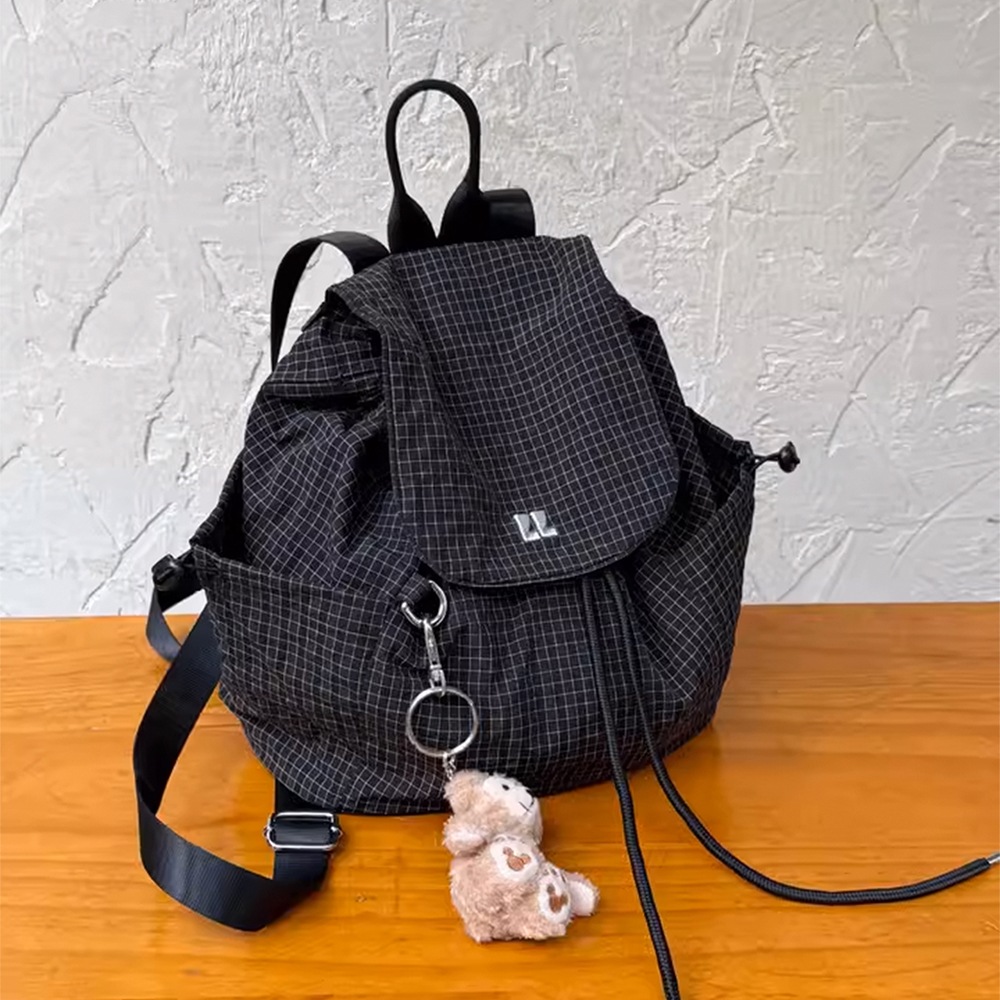 스프링 체크 나일론 스트링백팩 보부상 백팩 스프링 체크 나일론 스트링백팩 보부상 백팩