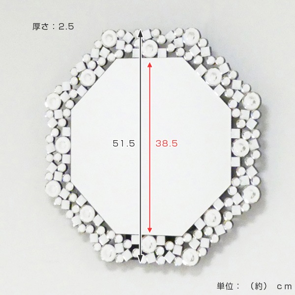 壁掛け ウォールミラー 八角ミラー クリスタル