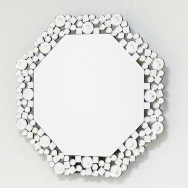 壁掛け ウォールミラー 八角ミラー クリスタル