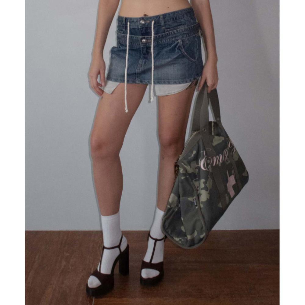 スカルプター Apron Layered Mini Skirt Mid Blue SC25S458BL