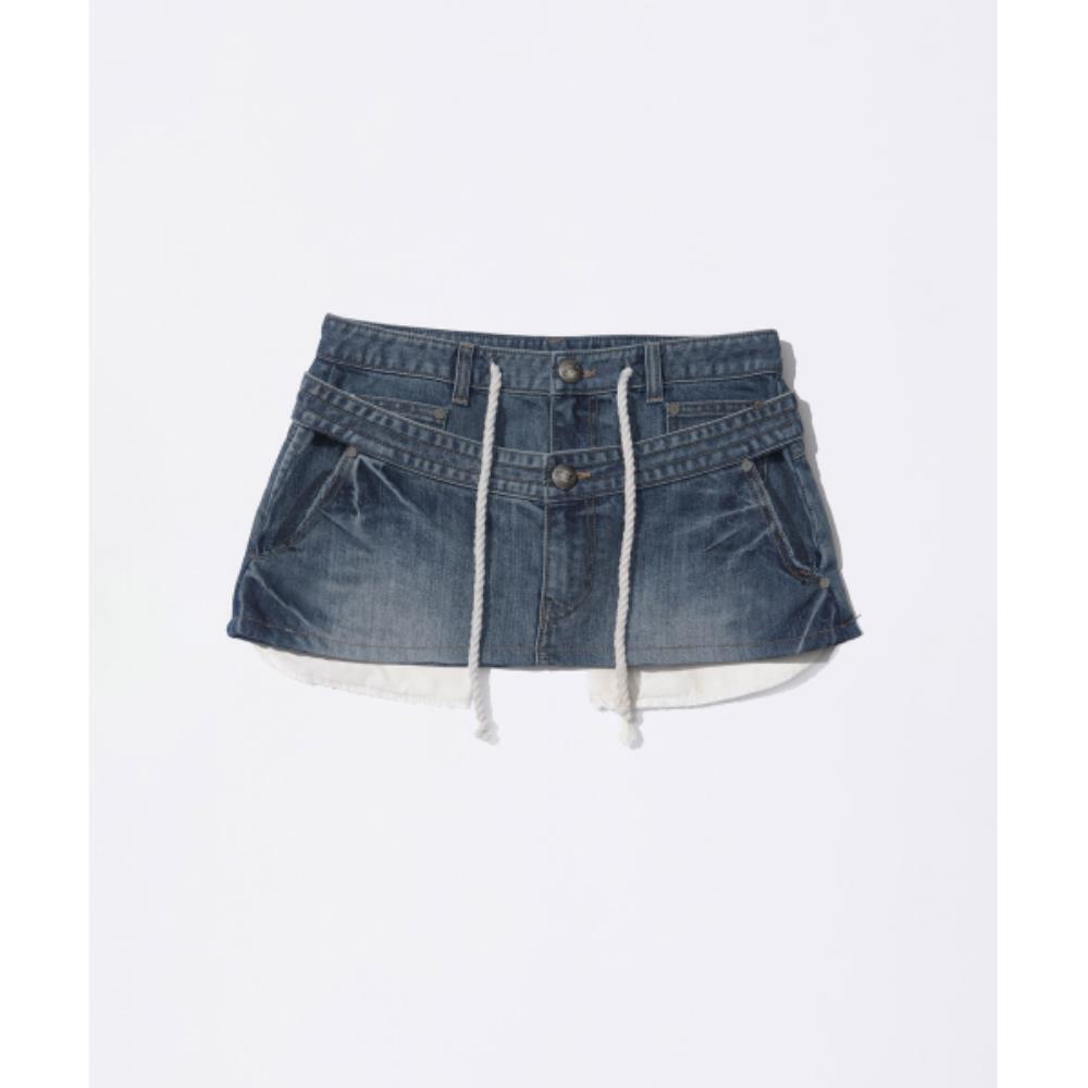 スカルプター Apron Layered Mini Skirt Mid Blue SC25S458BL