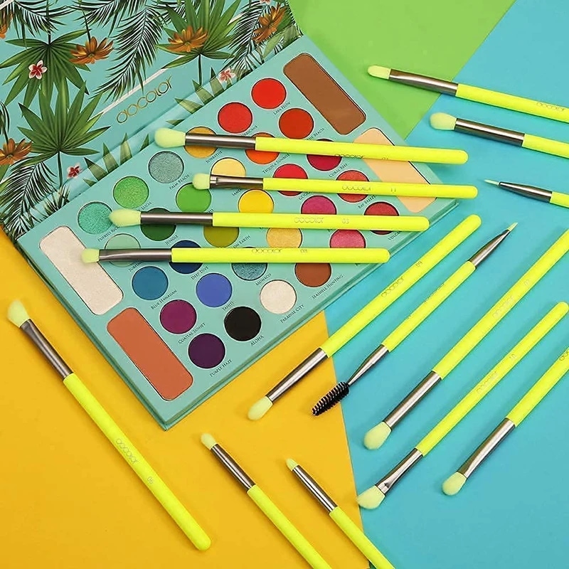 Dodolor-プロのネオングリーンのメイクアップブラシセット,パウダーブラッシュ,コンシーラー,アイシャドウ,化粧ブラシツール