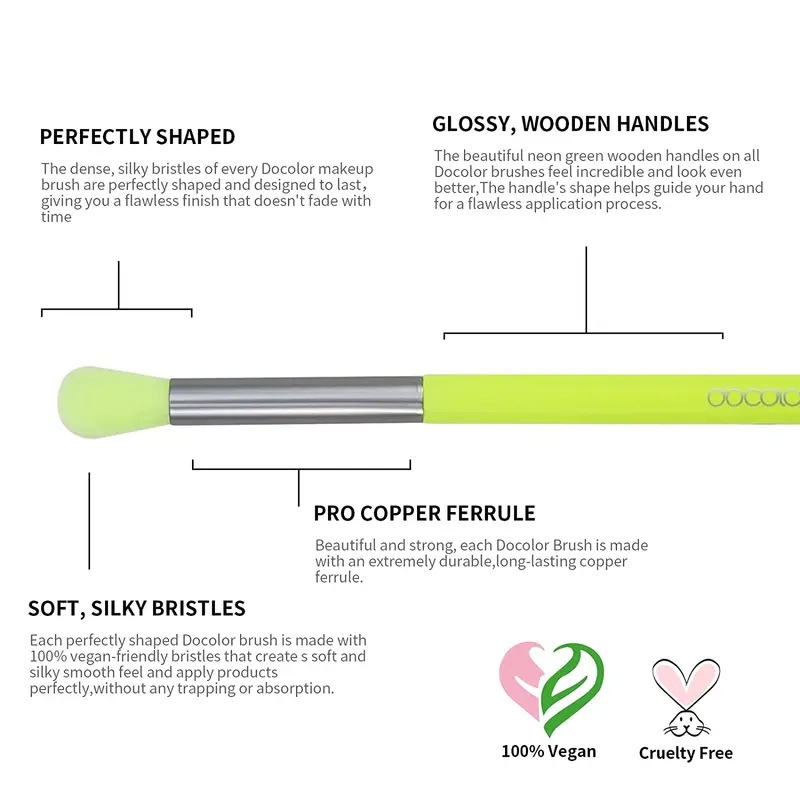 Dodolor-プロのネオングリーンのメイクアップブラシセット,パウダーブラッシュ,コンシーラー,アイシャドウ,化粧ブラシツール