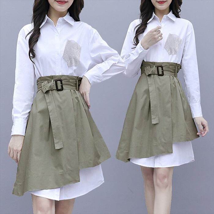 新作 ワンピースドレスシャツワンピース ツーピース 魅せる ワンピース シャツ ホワイト 白 ミディアム丈 袖あり 長袖 新作 ワンピースドレスシャツワンピース ツーピース 魅せる ワンピース シャツ ホワイト 白 ミディアム丈 袖あり 長袖