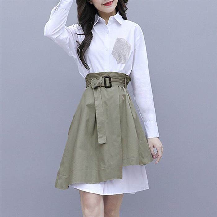 新作 ワンピースドレスシャツワンピース ツーピース 魅せる ワンピース シャツ ホワイト 白 ミディアム丈 袖あり 長袖 新作 ワンピースドレスシャツワンピース ツーピース 魅せる ワンピース シャツ ホワイト 白 ミディアム丈 袖あり 長袖