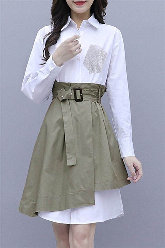 新作 ワンピースドレスシャツワンピース ツーピース 魅せる ワンピース シャツ ホワイト 白 ミディアム丈 袖あり 長袖 新作 ワンピースドレスシャツワンピース ツーピース 魅せる ワンピース シャツ ホワイト 白 ミディアム丈 袖あり 長袖