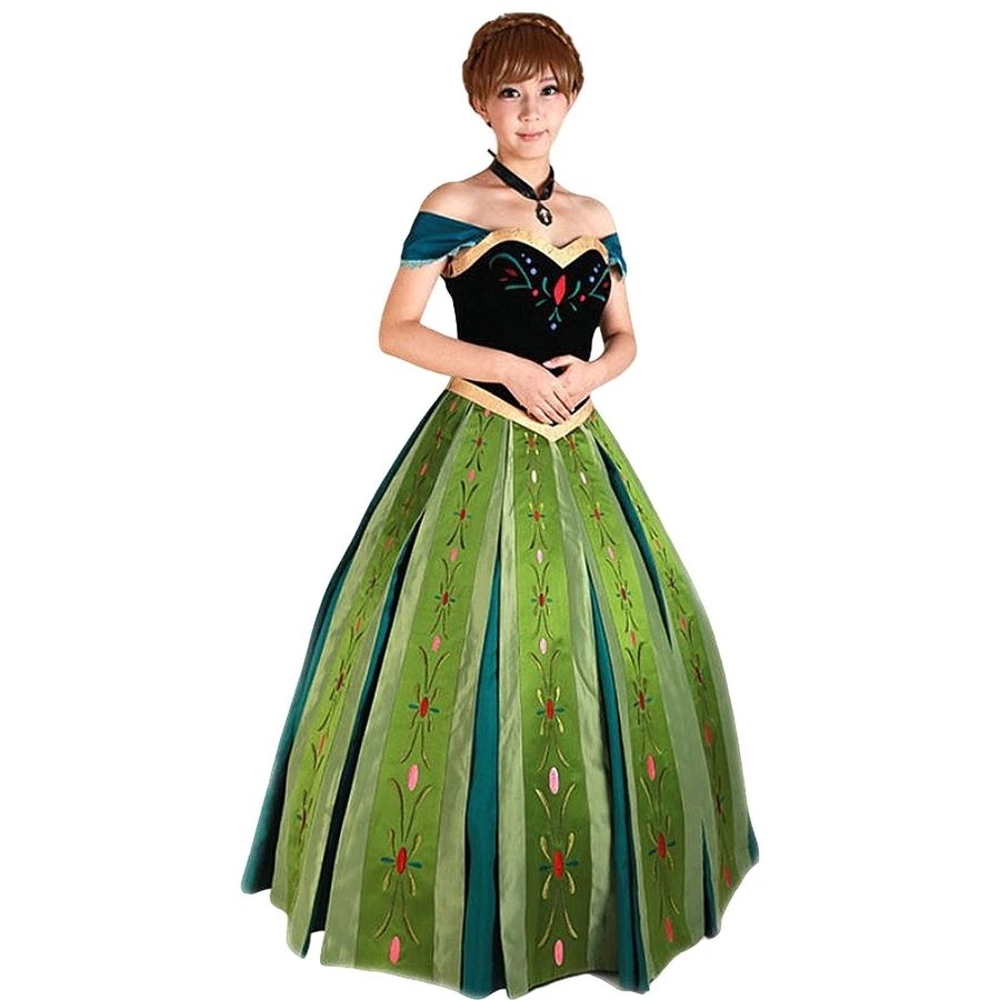 アナ 戴冠式 ドレス 雪の女王 コスプレ ハロウィン 衣装 プリンセス コスチューム クリスマス 仮装 パニエ付き