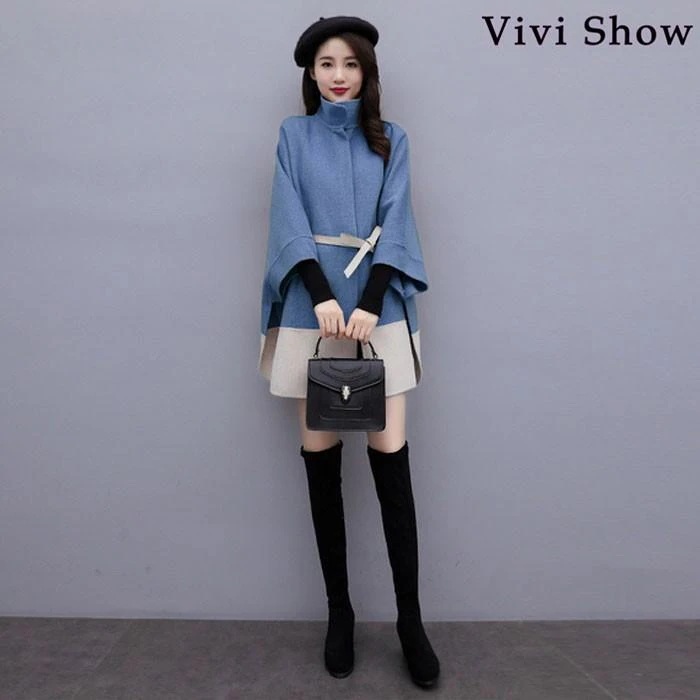 レディースポンチョ風コートジャケットベルと付きミディアム丈ポンチョ風コートゆる感可愛い レディースポンチョ風コートジャケットベルと付きミディアム丈ポンチョ風コートゆる感可愛い