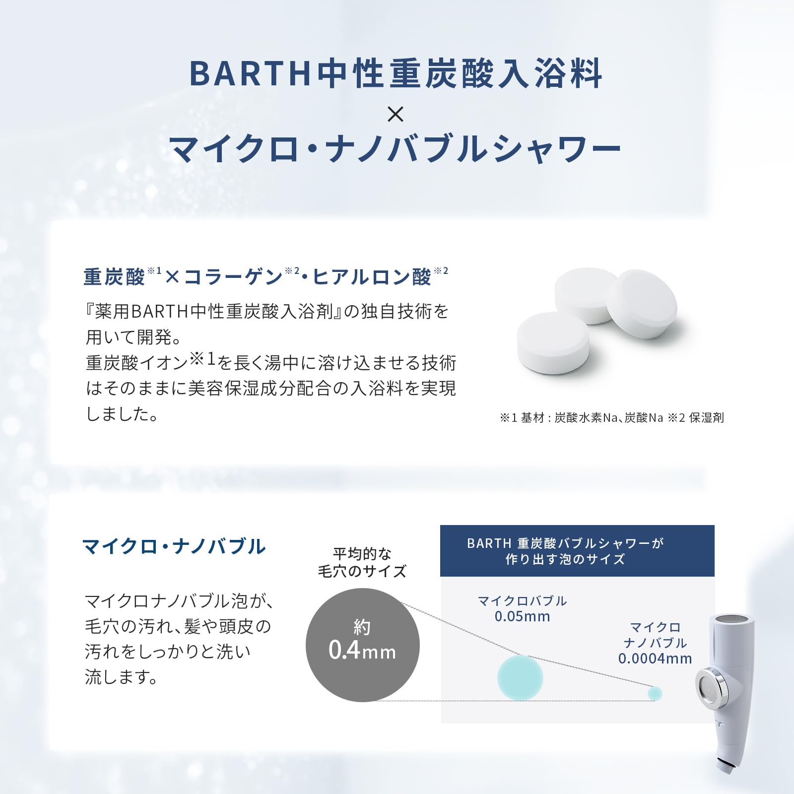 BARTH バース マイクロナノバブル シャワーヘッド ホワイト (重炭酸バブルシャワー ヘッドスパ 節水) BARTH バース マイクロナノバブル シャワーヘッド ホワイト (重炭酸バブルシャワー ヘッドスパ 節水)