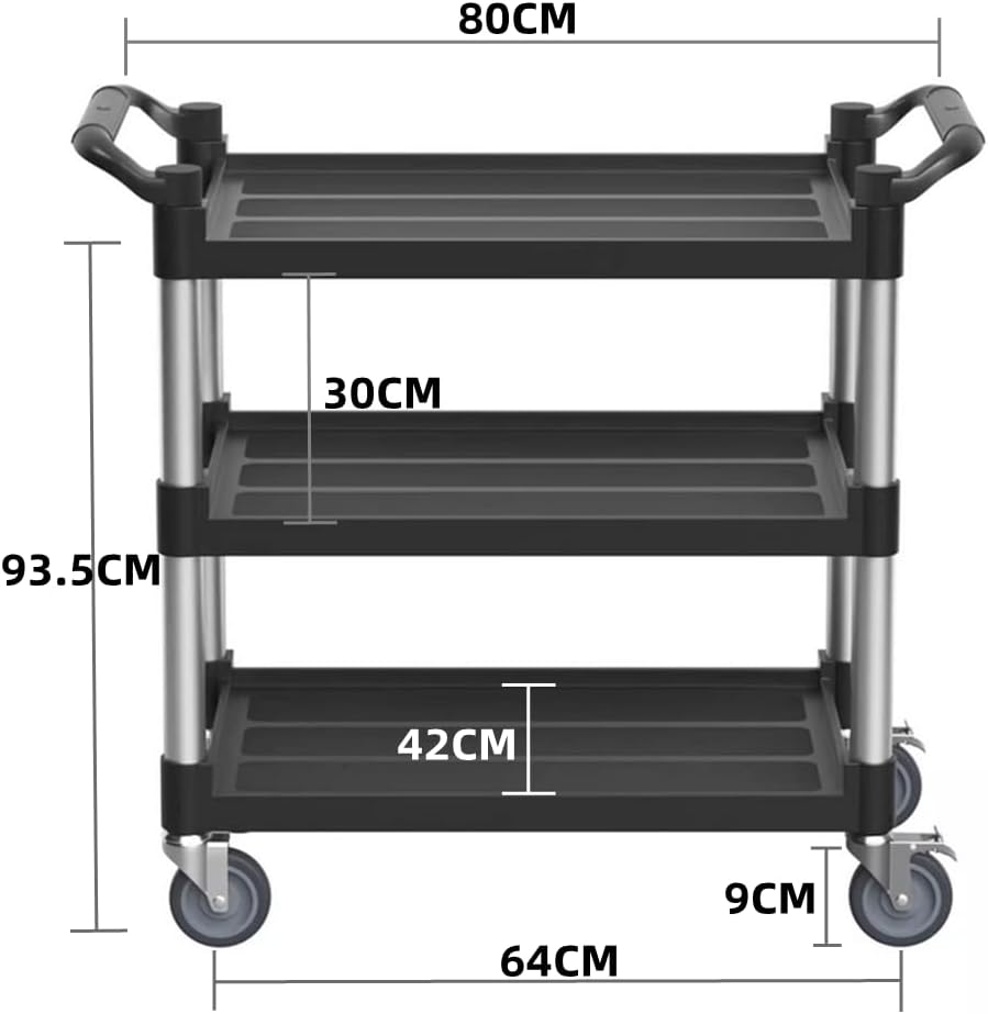 Tappros サービスワゴン ツールカート キッチンワゴン 3段 ブラック キャスター付き 耐荷重 プラスチック 樹脂 工具収納 運搬台車 ガレージ ホテル Tappros サービスワゴン ツールカート キッチンワゴン 3段 ブラック キャスター付き 耐荷重 プラスチック 樹脂 工具収納 運搬台車 ガレージ ホテル