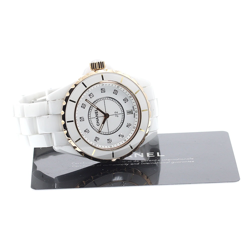 シャネル CHANEL H2180 J12 白セラミック 11Pダイヤ PGベゼル クォーツ メンズ 美品 保証書付き_877696【中古】 vitruvije.rs
